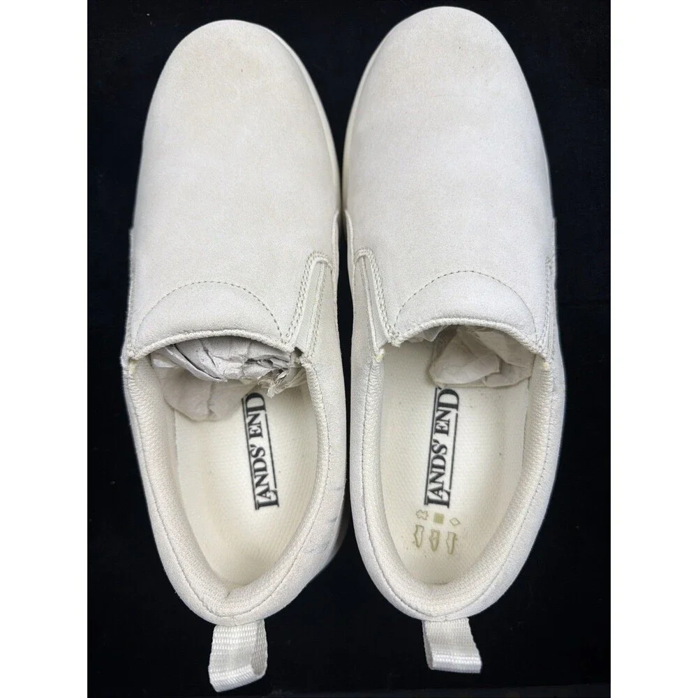 Lands' End Women's Cream Suede Slip On Sneakers/Shoes Sz 7.5 NWOB